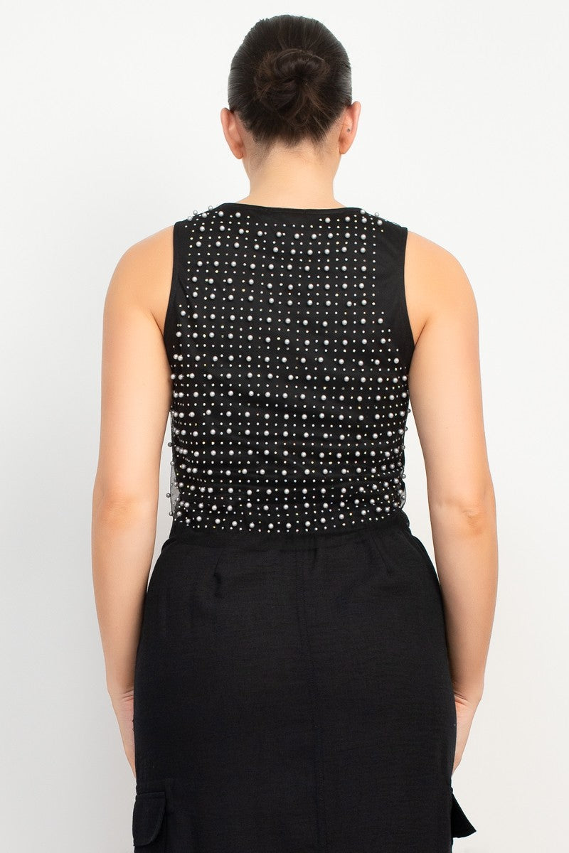 Pearl & Stone Studded Crop Top