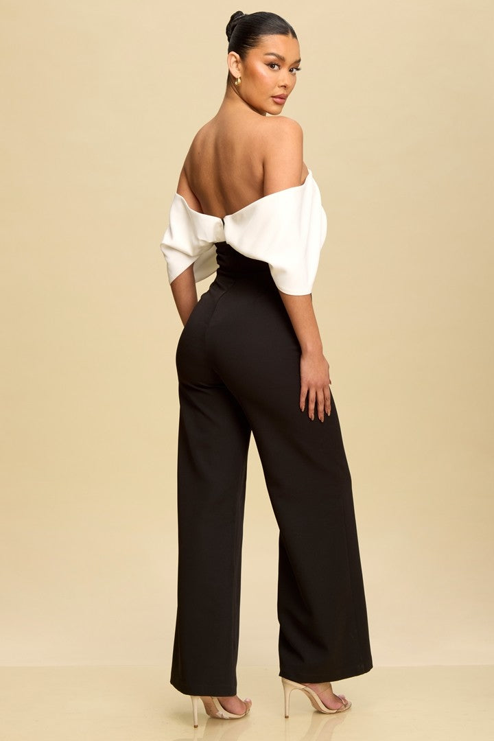 2 tone off the shoulder jumpsuit