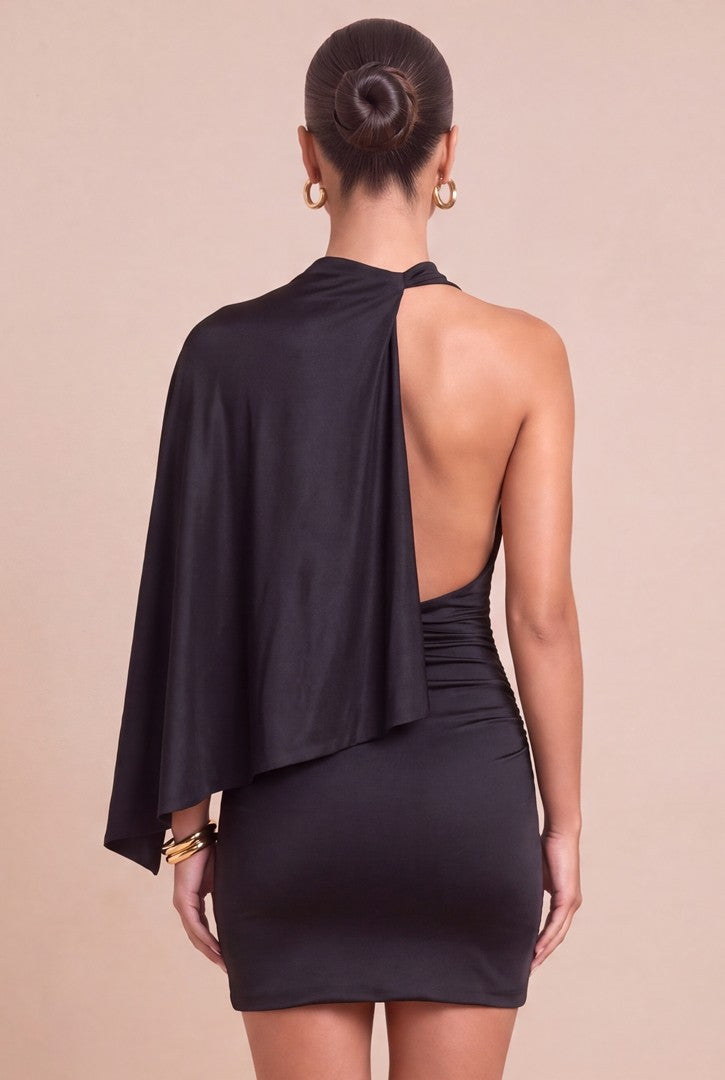 Jersey Drape One Shoulder Mini Dress
