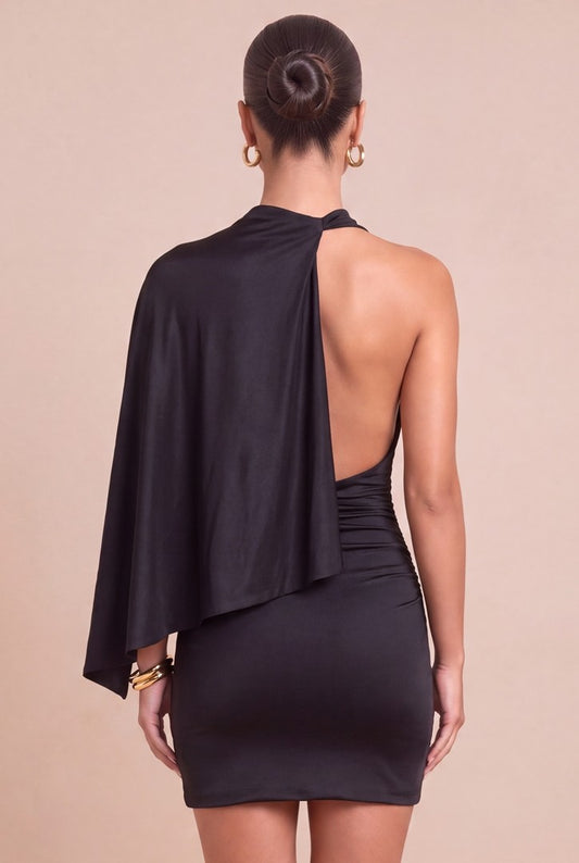 Jersey Drape One Shoulder Mini Dress
