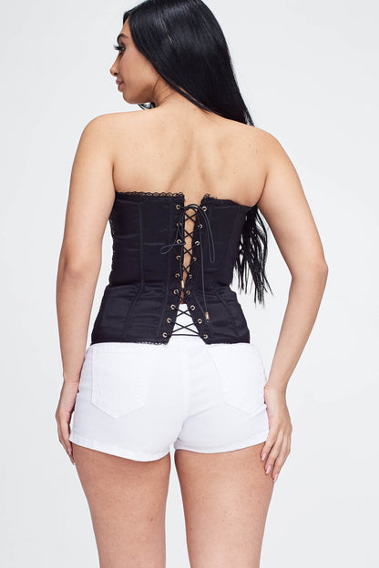 Lace Trim Sequin Detail Corset