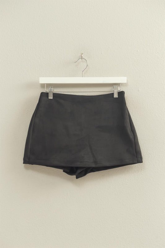 High-waisted Suede Skort
