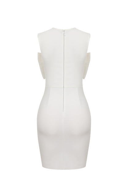 V neck Bow Bodycon Sleeveless Dress