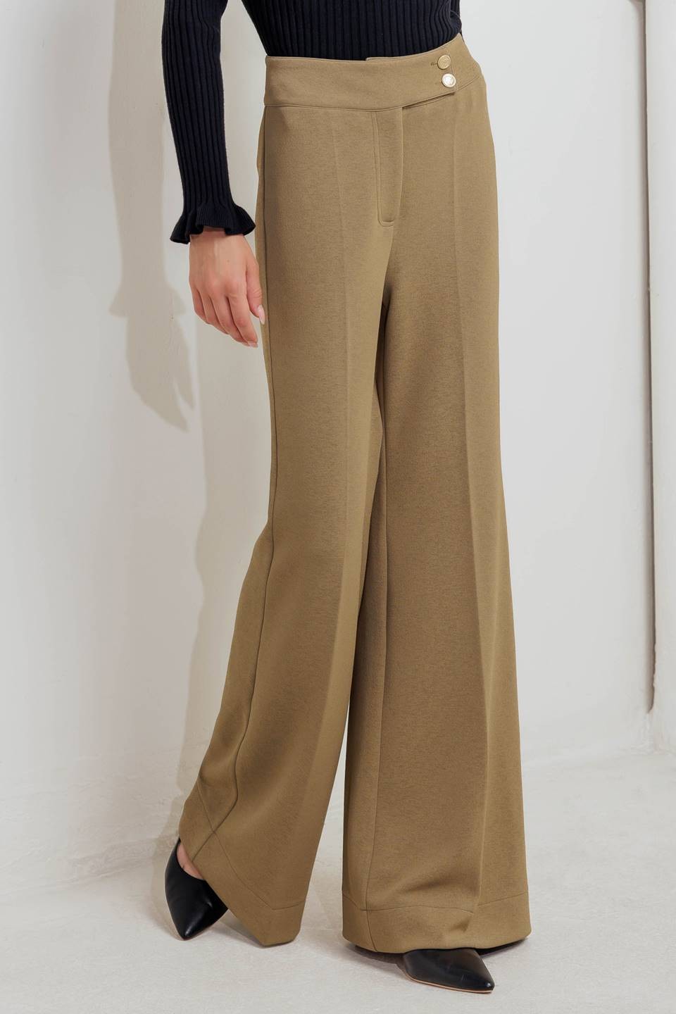 knit high waist wide leg pants