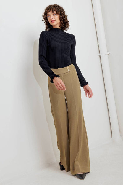 knit high waist wide leg pants