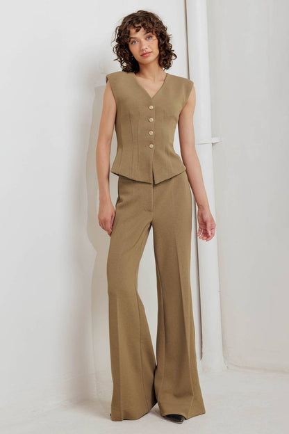 knit high waist wide leg pants