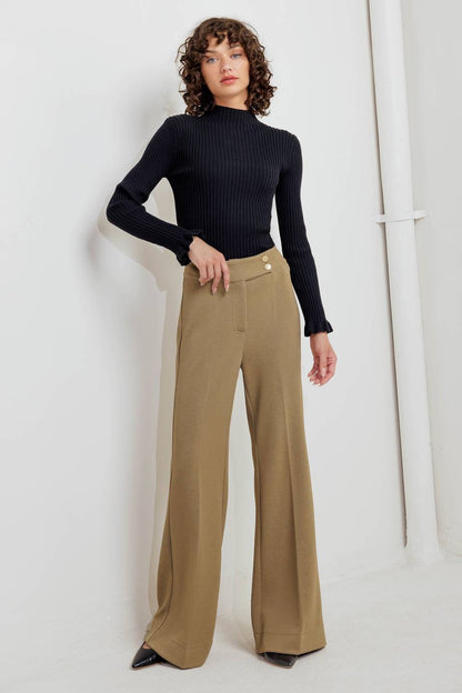 knit high waist wide leg pants