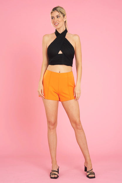 pleated cross over halter top - RK Collections Boutique