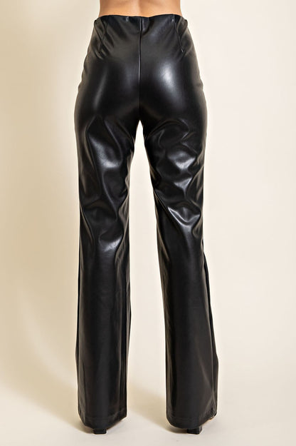 High Waist Flare Faux Leather Pants