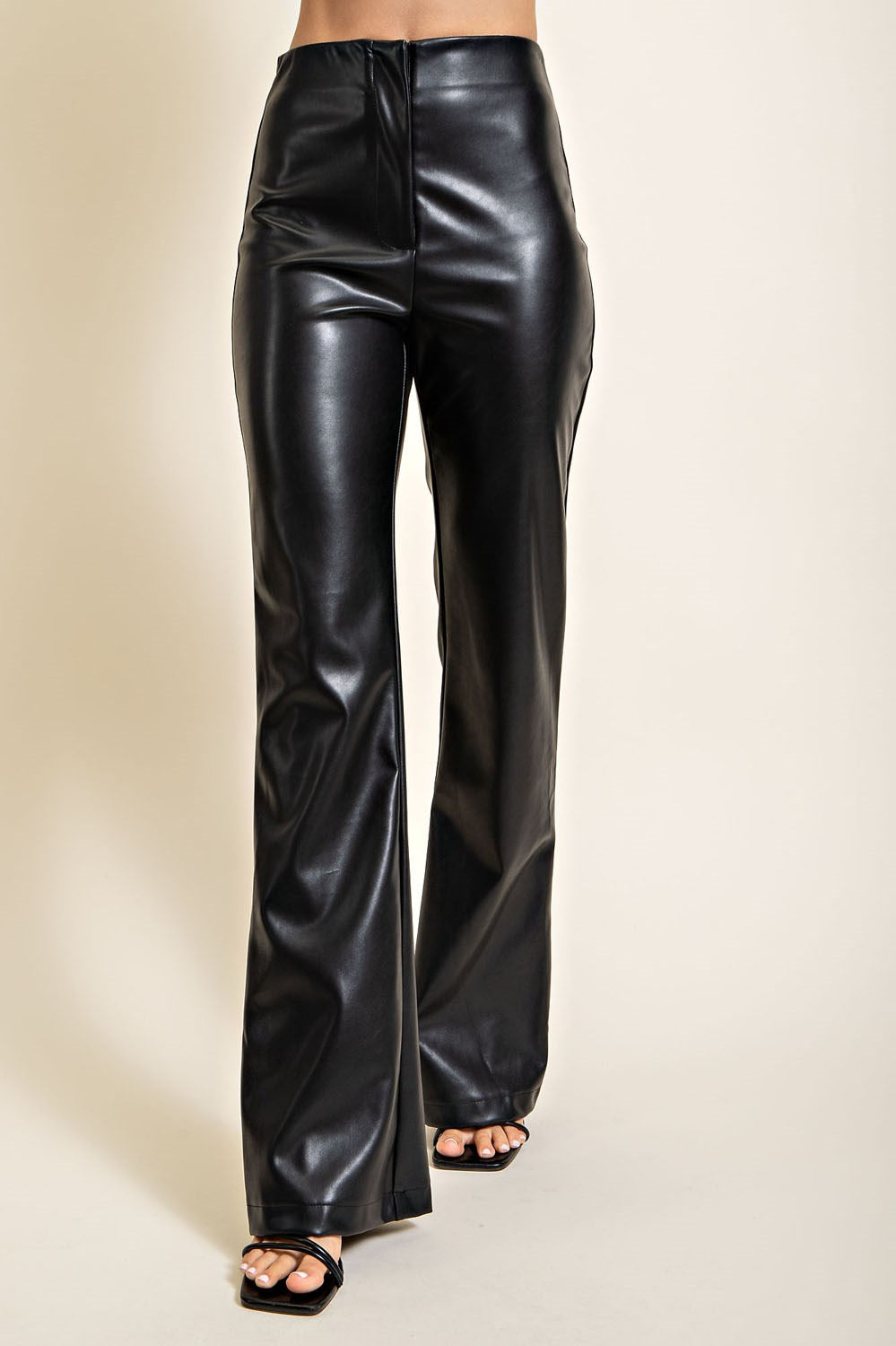 High Waist Flare Faux Leather Pants