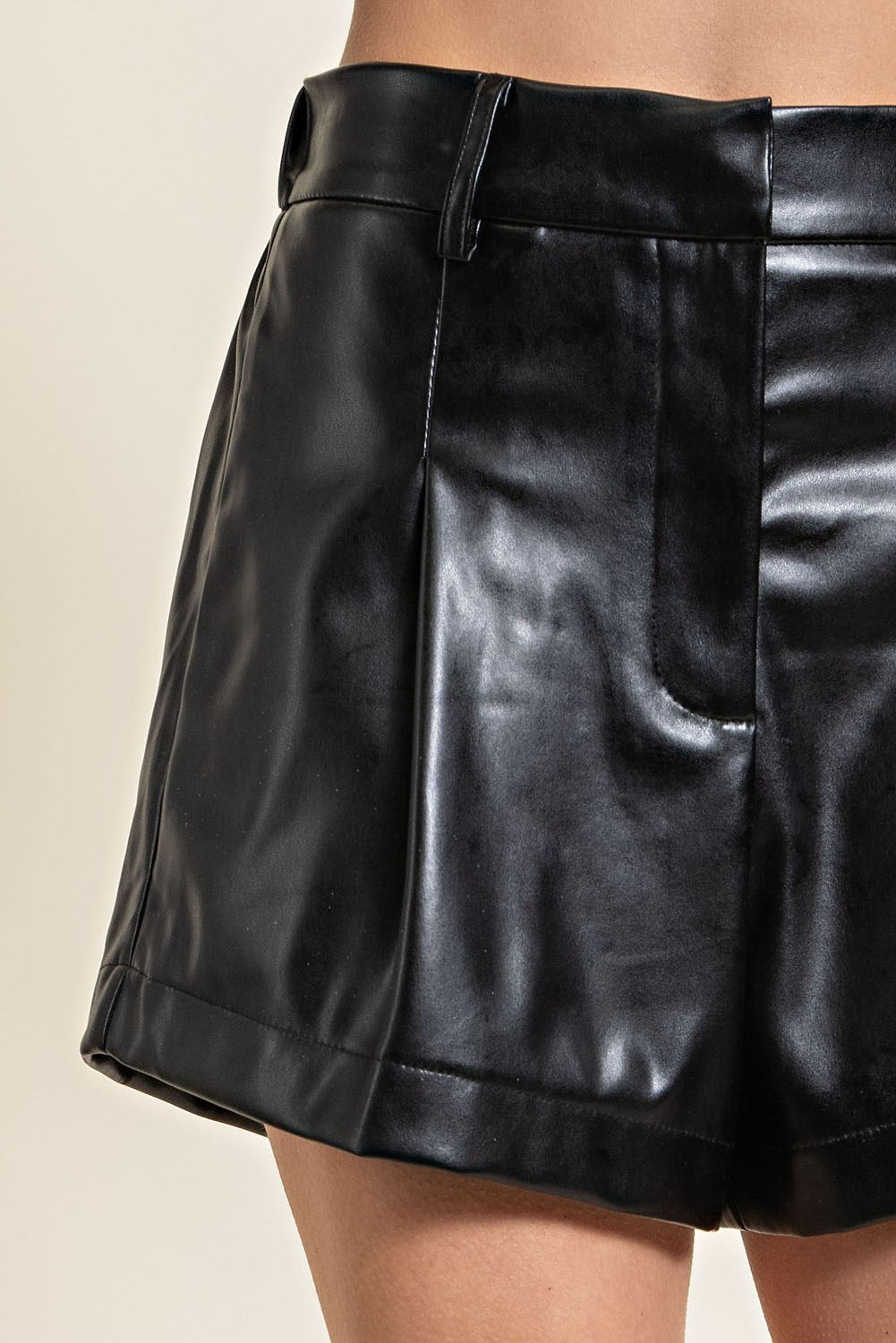 High Waist Wide Faux Leather Shorts