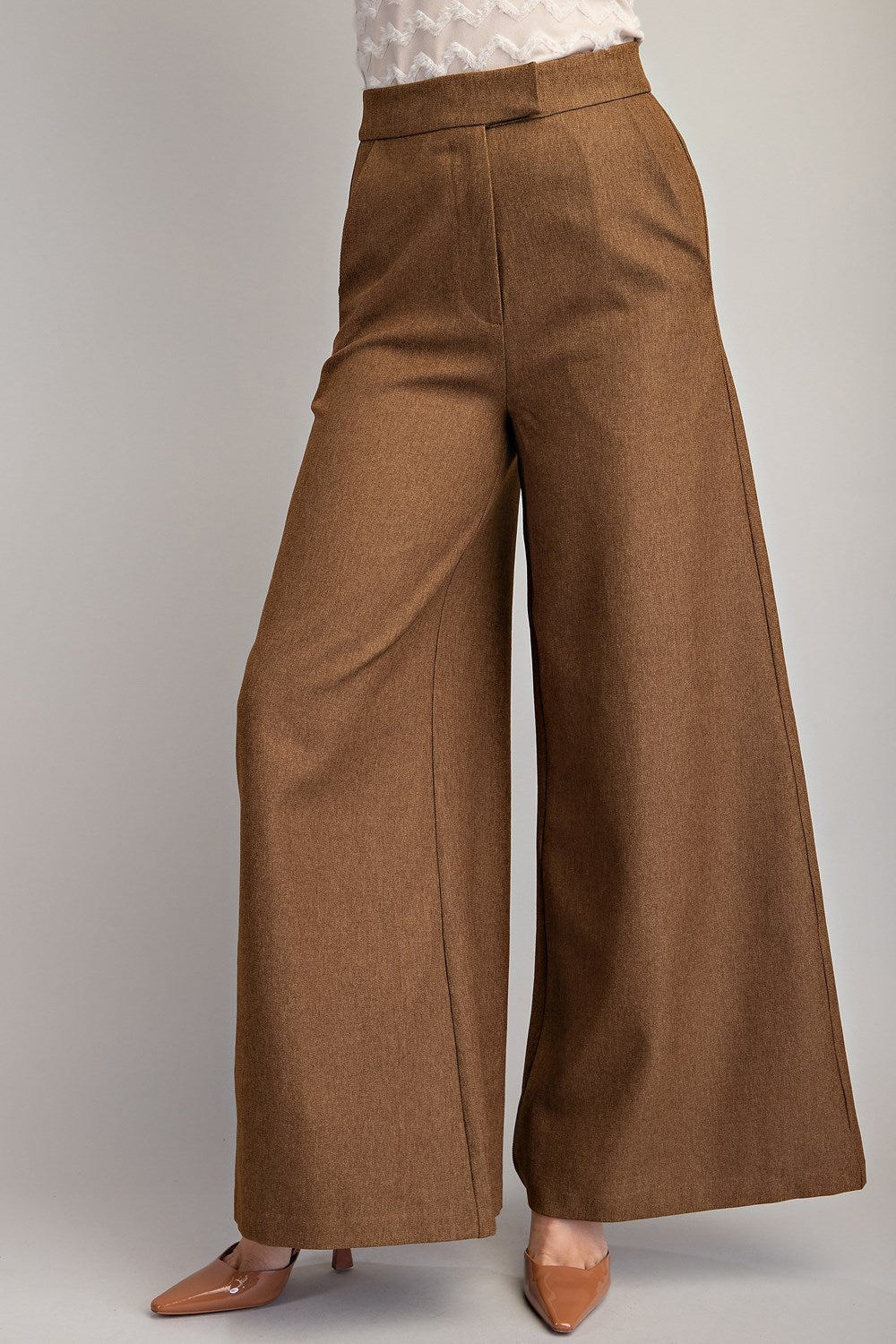 high waist 2 tone wide leg pants