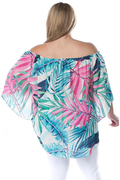 Tropical Print Off Shoulder Top - RK Collections Boutique