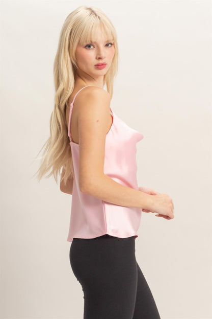 Cowl Neck Satin Cami Top