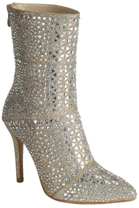 mosaic mirror stiletto bootie