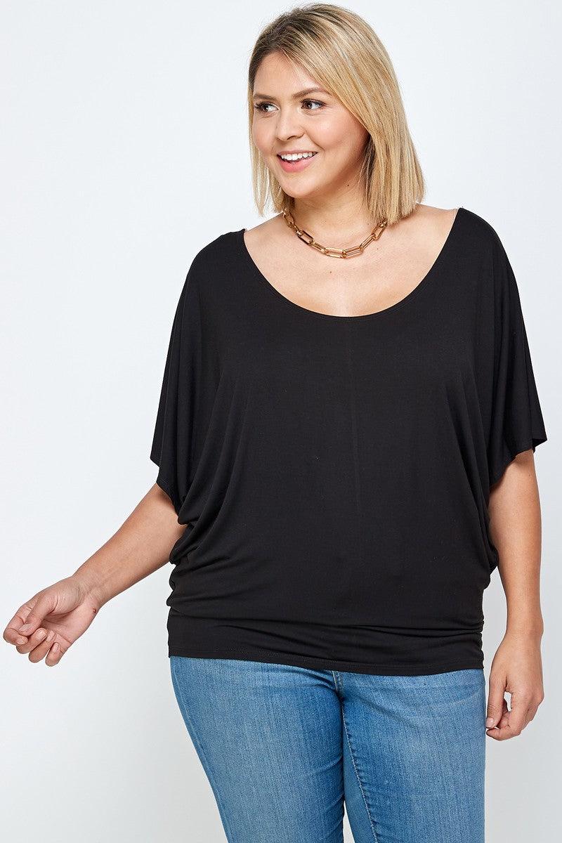 PLUS soft dolman off one shoulder jersey top - RK Collections Boutique