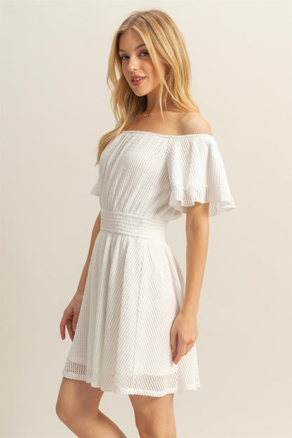 Crochet Off-the-shoulder Mini Dress