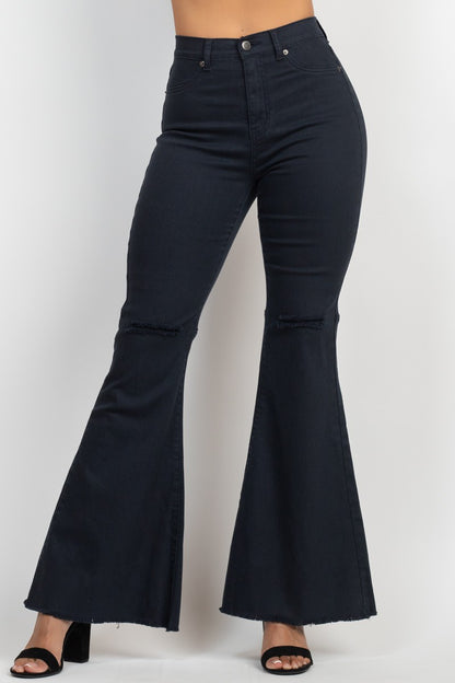 High Rise Distressed Flare Jeans