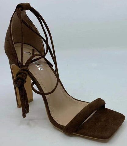 leg wrap rectangle high heel sandal