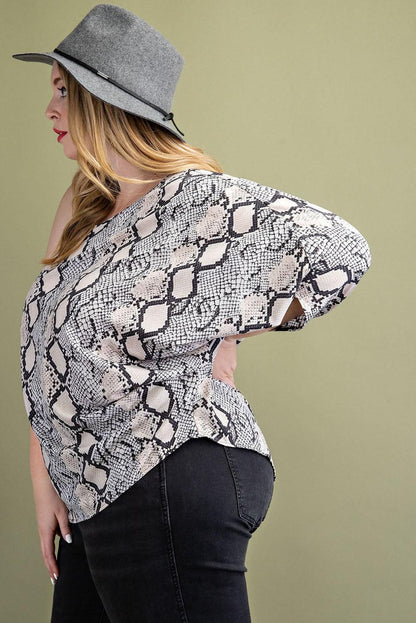 PLUS one shoulder snake print top - RK Collections Boutique