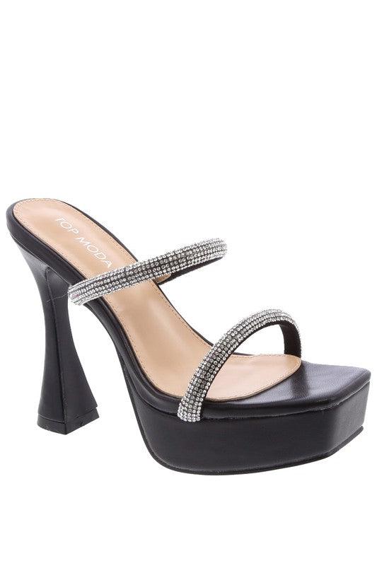 rhinestone strap thick heel platform shoe - RK Collections Boutique