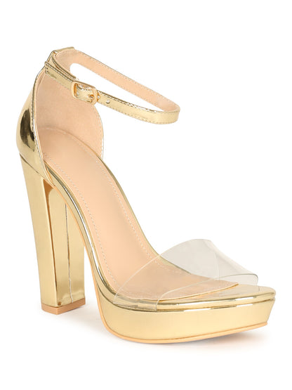 clear toe strap ankle strap block heel platform shoe