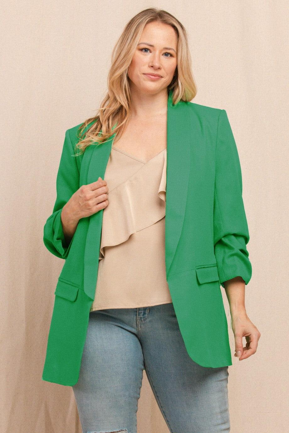 PLUS woven collared blazer - RK Collections Boutique