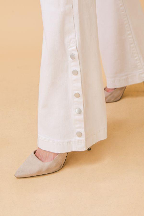 high waist button flare leg sash belt jean - RK Collections Boutique