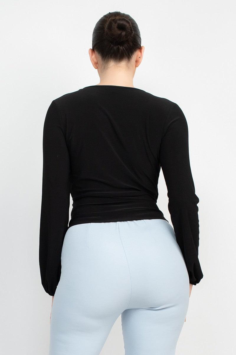 long sleeve slinky matte jersey top - RK Collections Boutique