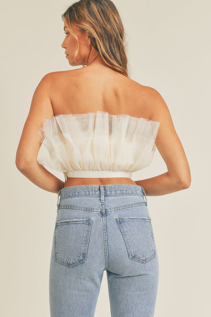tulle ruffle tube top
