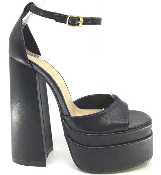 ankle strap block heel platform shoe