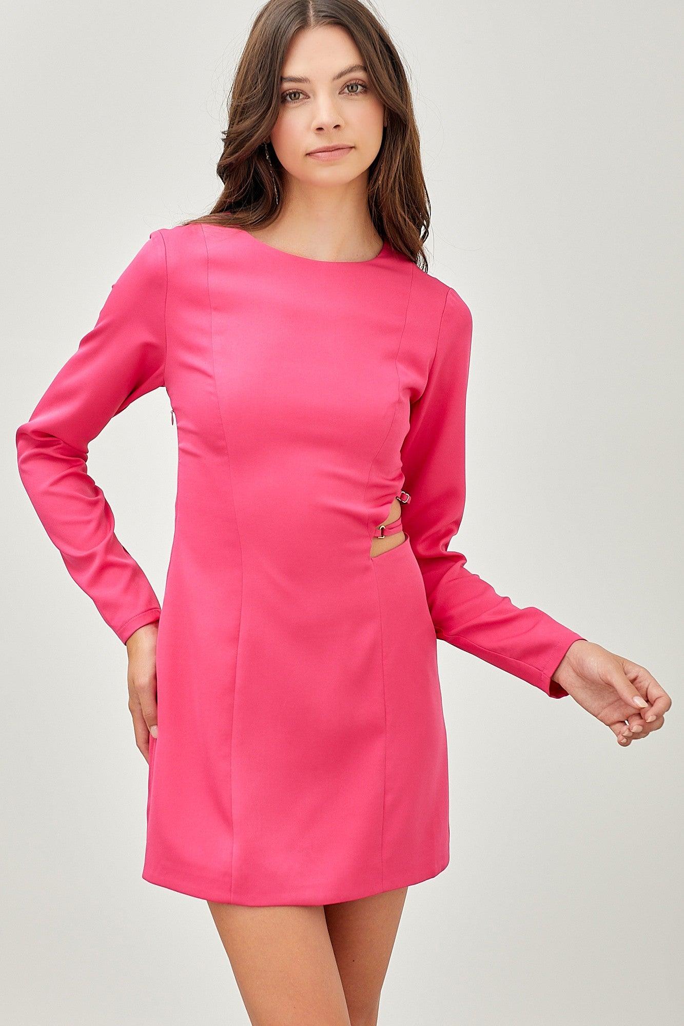 long sleeve criss cross back mini dress pink / SMALL long sleeve criss cross back mini dress pink / SMALL