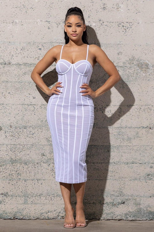 sleeveless bodycon mesh bustier midi dress - RK Collections Boutique