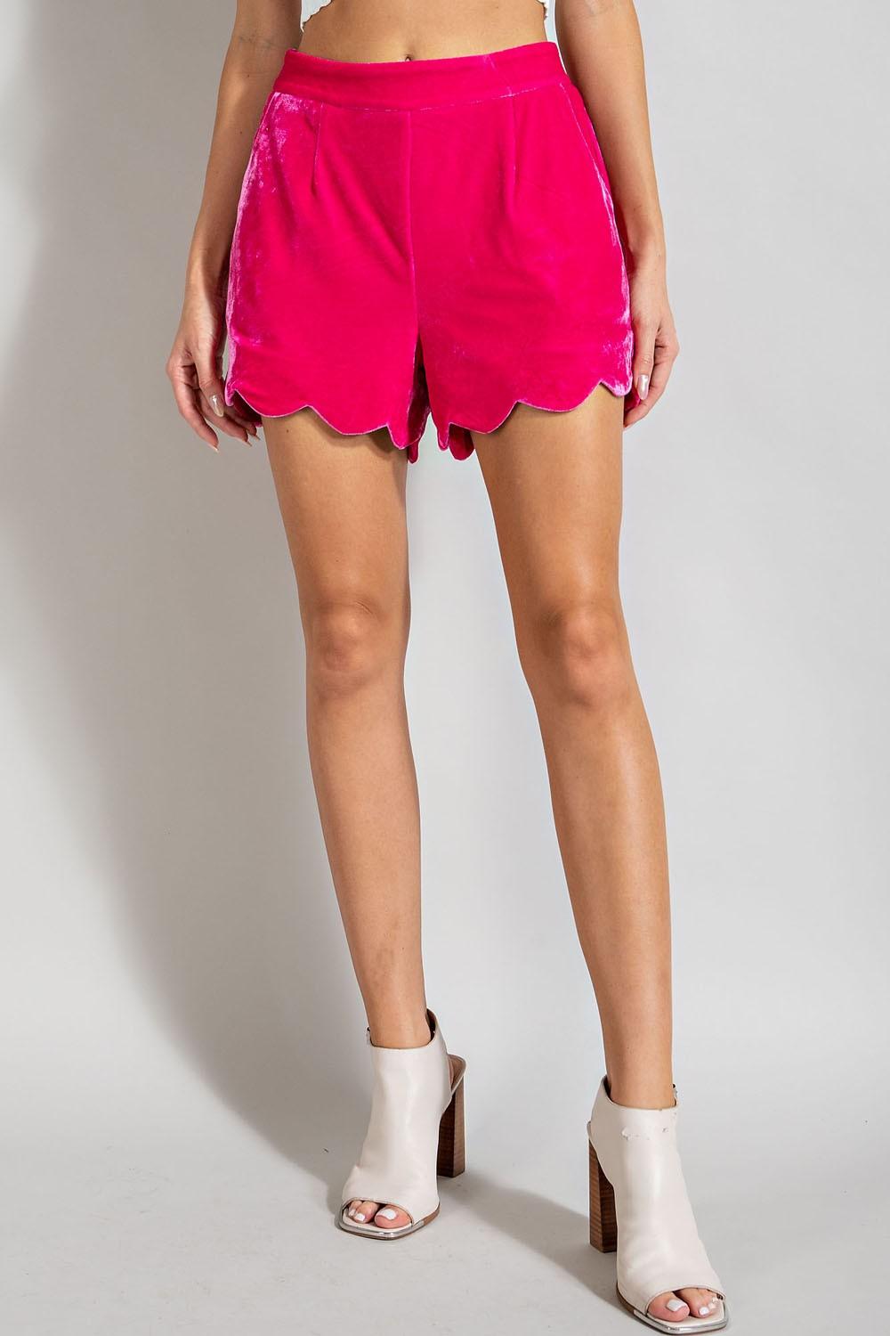 scallop hem velvet shorts - RK Collections Boutique