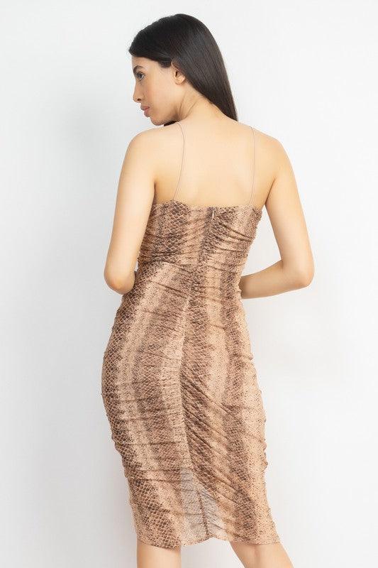 python mesh padded bust dress - RK Collections Boutique