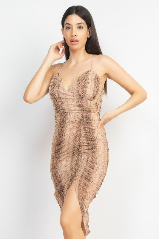 python mesh padded bust dress - RK Collections Boutique