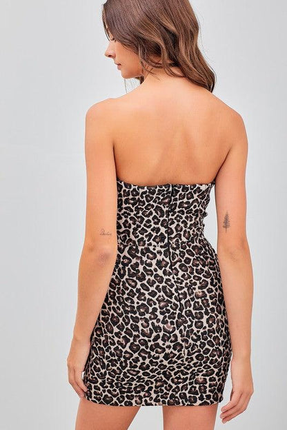 leopard strapless mini dress - alomfejto