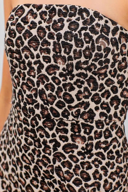 strapless leopard dress Leopard strapless mini dress Leopard / LARGE