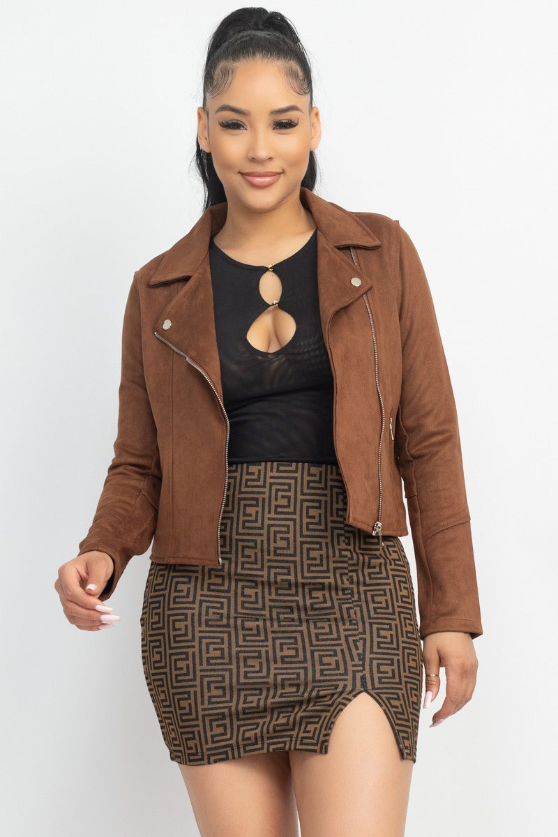 Faux Suede Moto Jacket