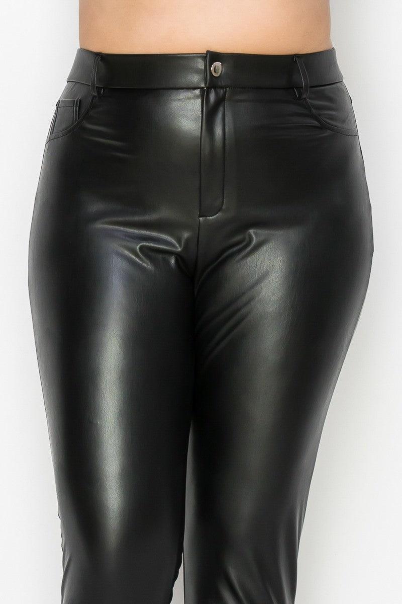 PLUS faux leather zip skinny leggings