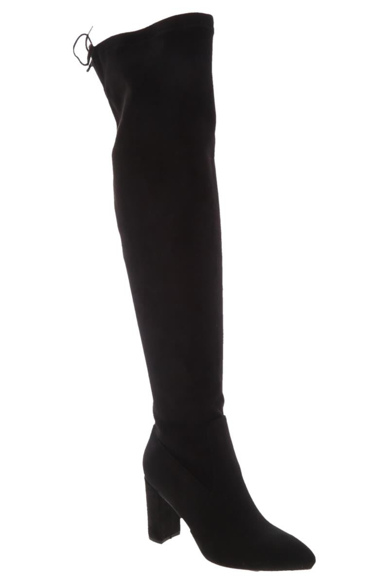 suede chunky heel over the knee boots