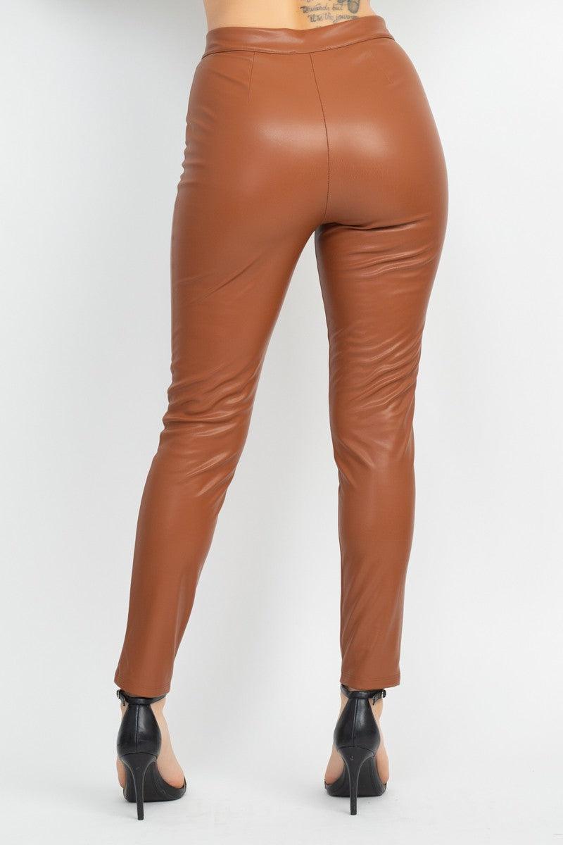 faux leather high waist skinny pants - tarpiniangroup