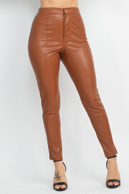 faux leather high waist skinny pants - RK Collections Boutique
