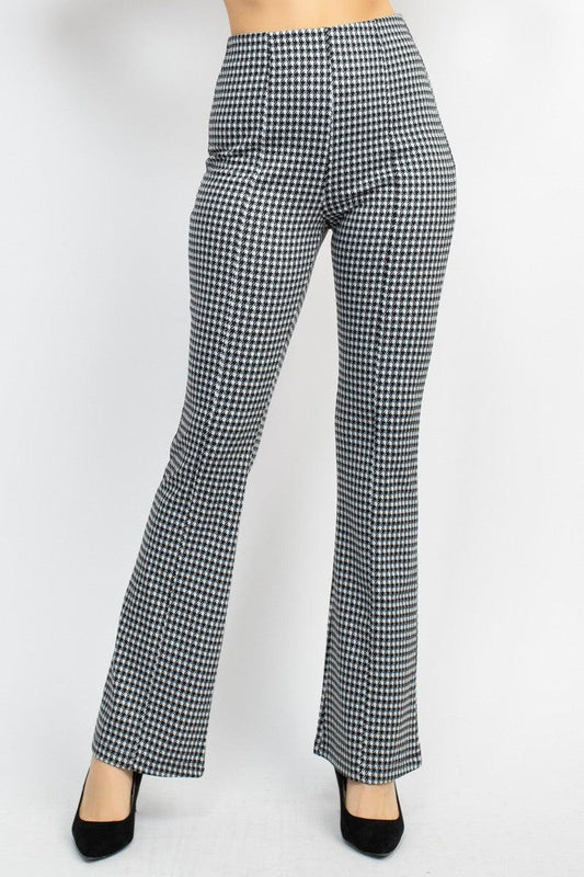 houndstooth high waist flare pant - RK Collections Boutique