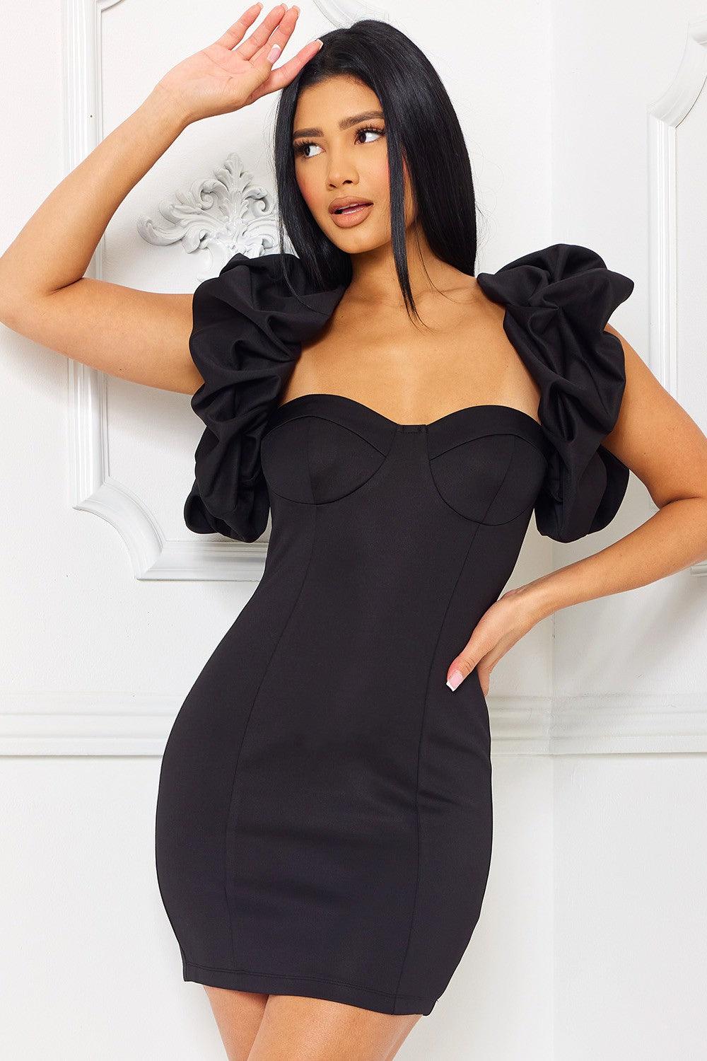 ruffle shoulder bustier dress - RK Collections Boutique