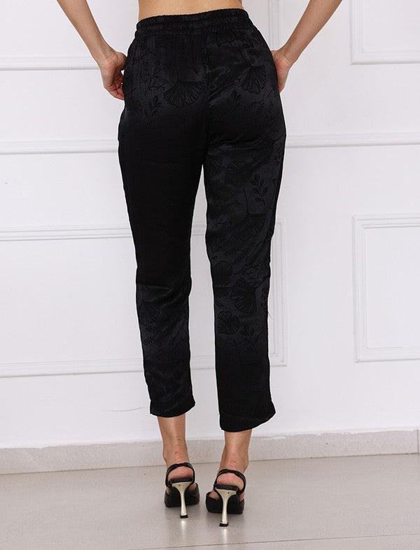 satin embroidered jogger pants