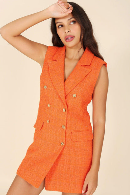 Double Breasted Twill Vest dress - RK Collections Boutique