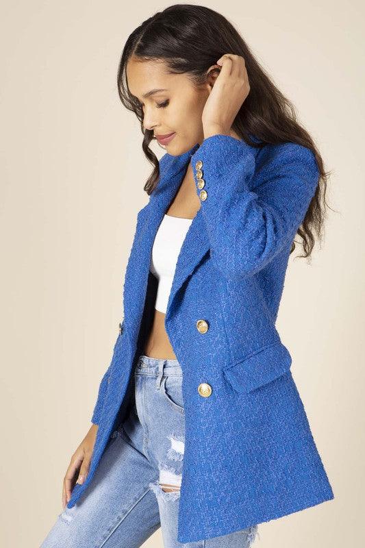 Tweed Double Breasted Blazer - RK Collections Boutique