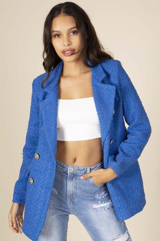 Tweed Double Breasted Blazer - RK Collections Boutique