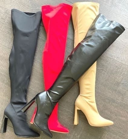 square heel pu over the knee boots